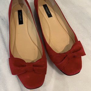 Ann Taylor Red Suede Flats Size 9